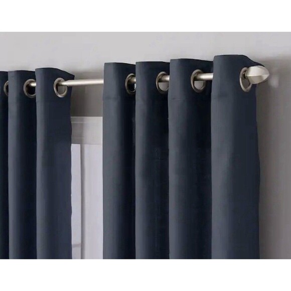 Style Selections 84" Light Filtering Grommet Single Curtain Panel Navy - Picture 6 of 11